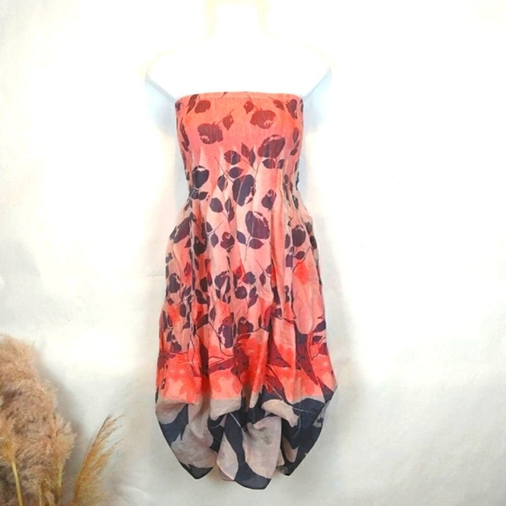 Lapis pink floral convertible strapless Boho chic Fairycore dress